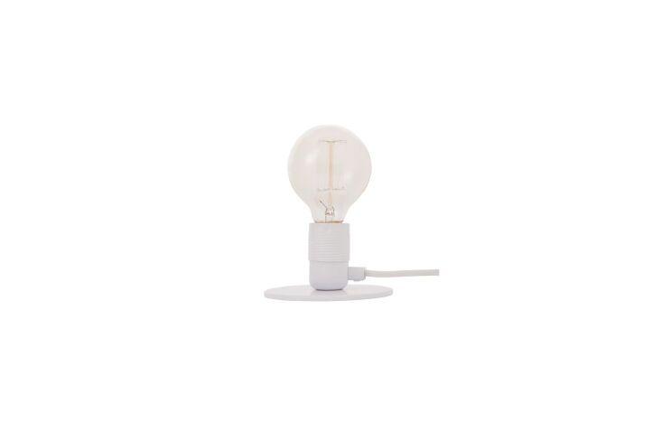 the frama e\27 table light, shown here in white, is \$89 at lightology. 17