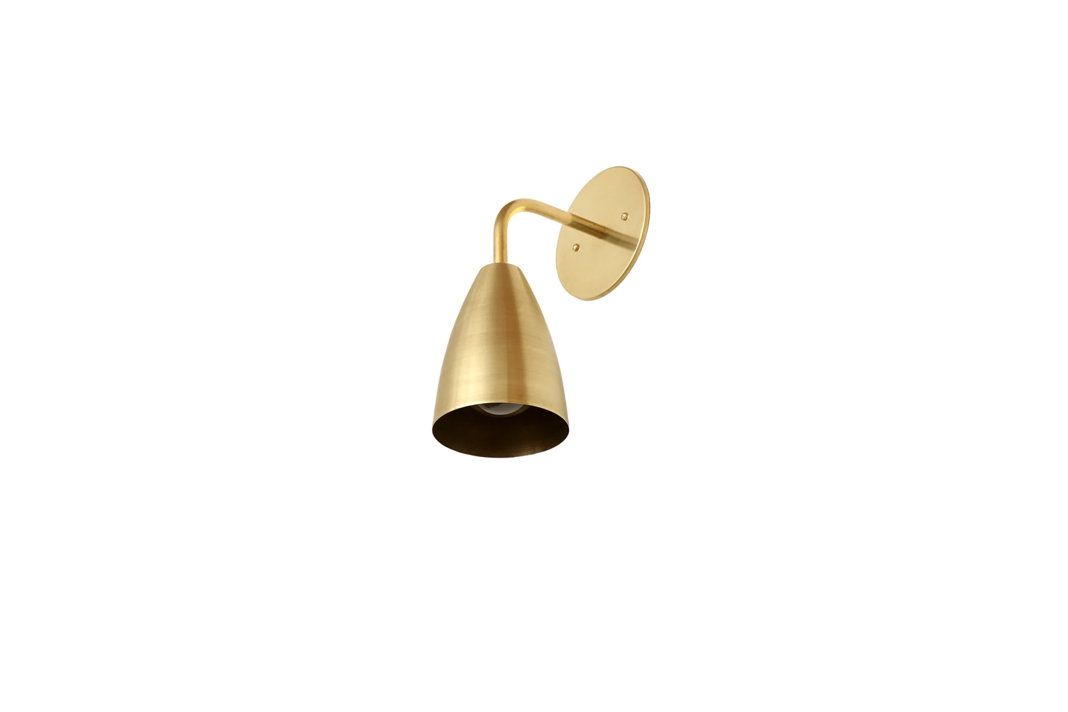 the onefortythree solid color shaded sconce, shown in brass, is \$\180. 15