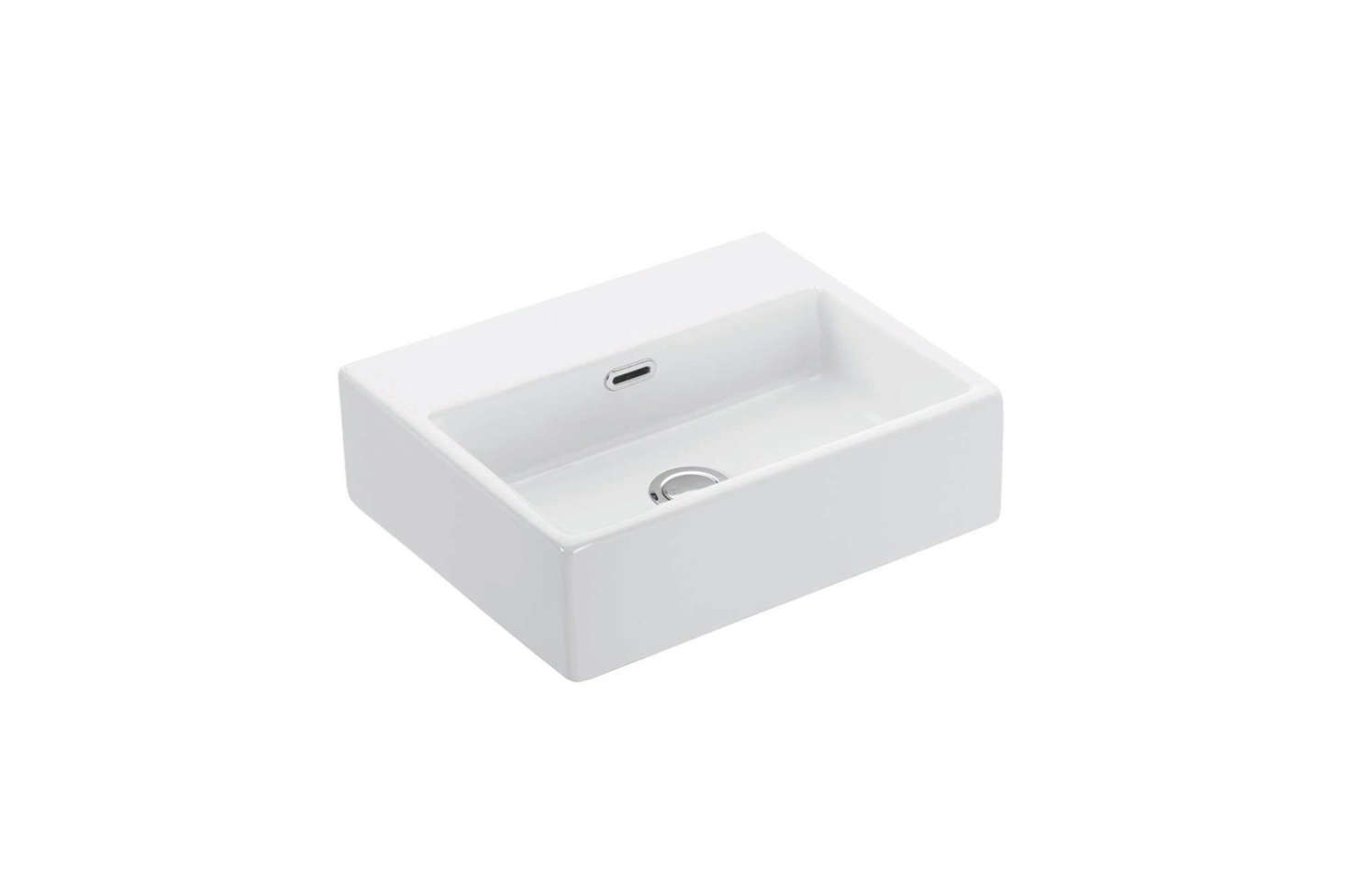 The Quattro 40 Ceramic Wall-Mounted Countertop Bathroom Sink measures .9 inches; $8 at Modo Bath.