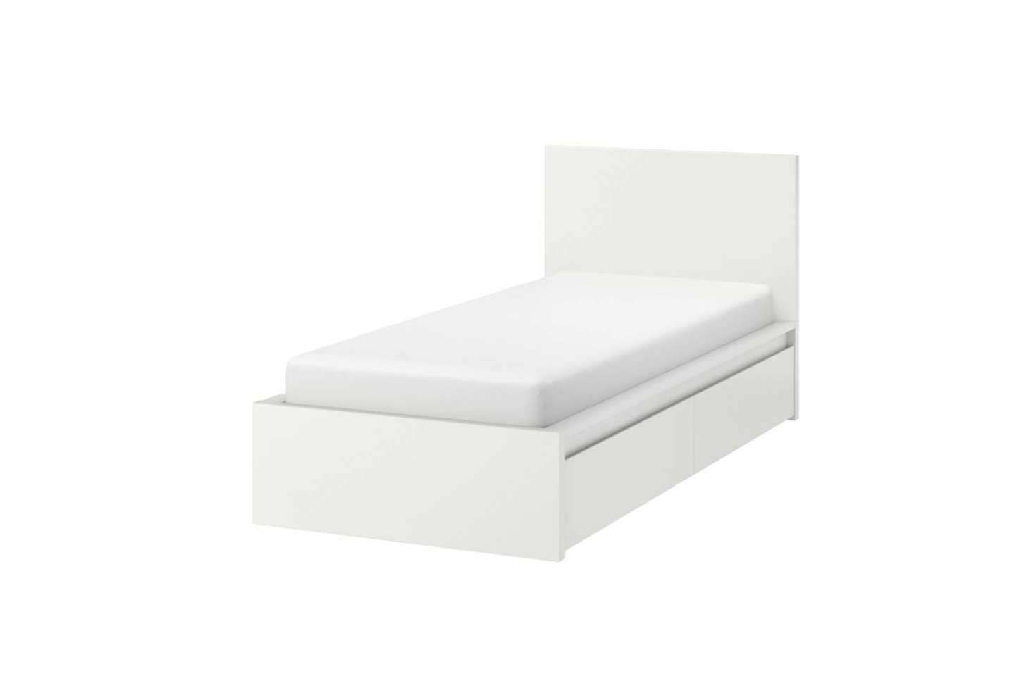 A classic budget option is the Malm High Bed Frame which includes two storage boxes below; $4 at Ikea.
