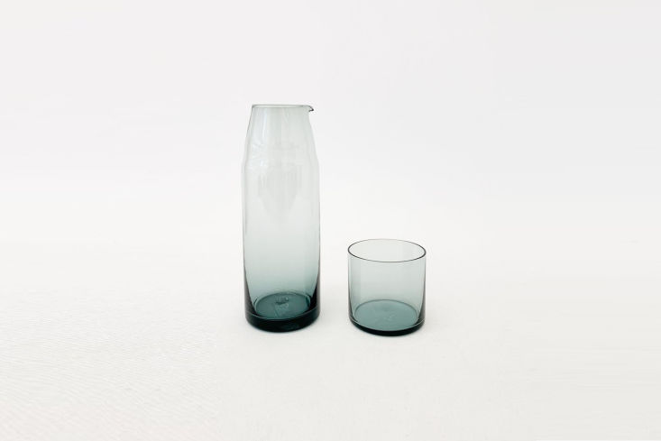 the sugahara night carafe, shown in indigo, is \$\1\19 at tortoise general stor 25