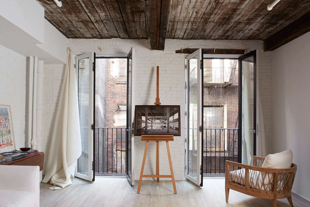 French doors with a lighter feel, in a New York City flat. See the rest of the project in A TriBeCa Pied-à-Terre with French Doors and Stealth Storage.