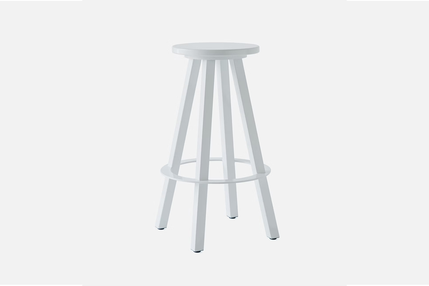 the makr metal tropical stool, shown in white, is available in a range of color 19