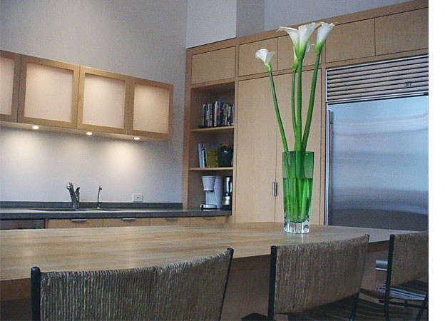 \20th street: a kitchen composed of white maple, sandblasted glass and concrete 11