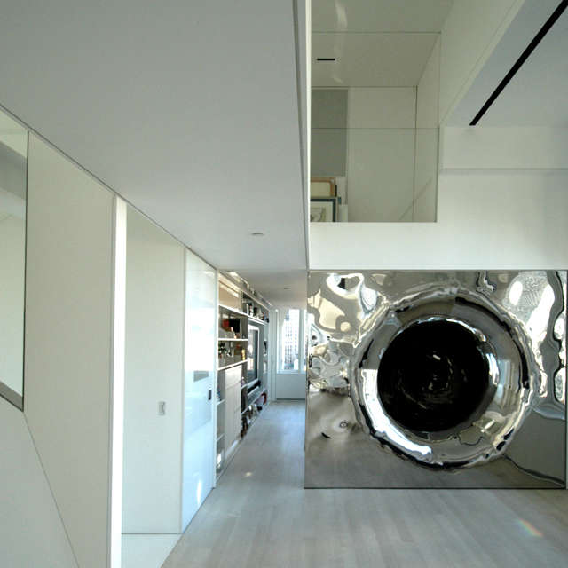 slide exit at gallery: at the exit from the slide, the stainless tube flares to 26