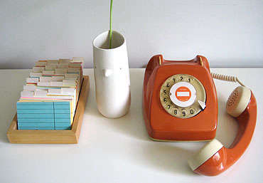 60s orange rotary phone 1