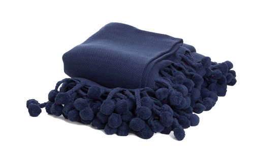 calypso navy pom pom throw