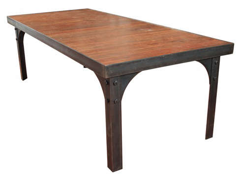 steel table with fir top