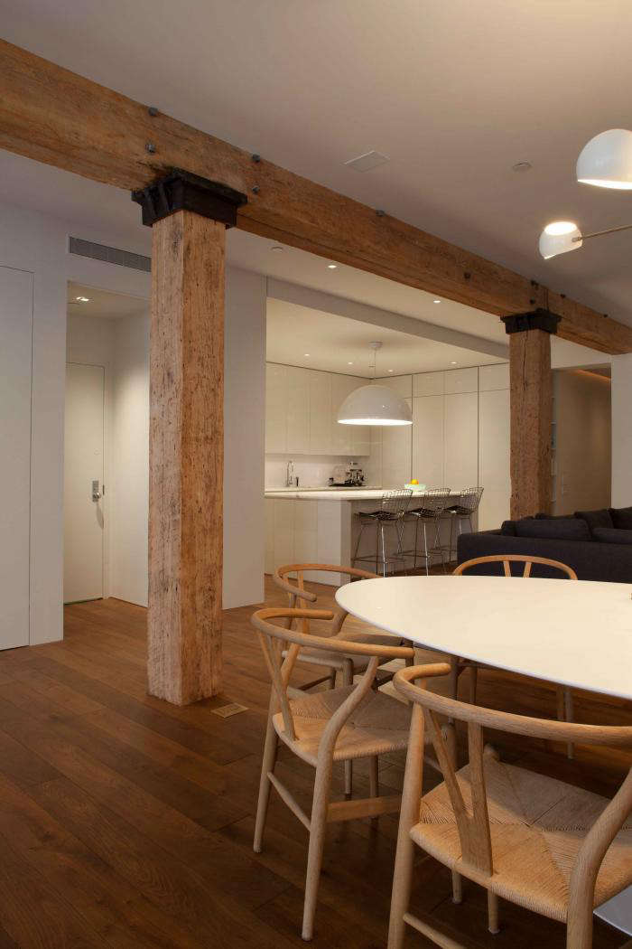 700 wettling architects loft with thick wood beams