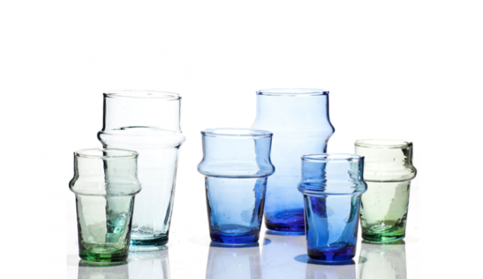 700 hand blown green and blue moroccan glasses