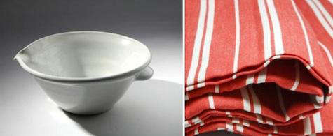 bowl striped red towel