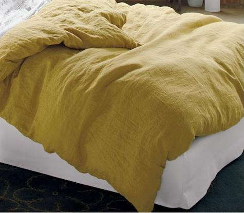 mustard linen duvet cb2