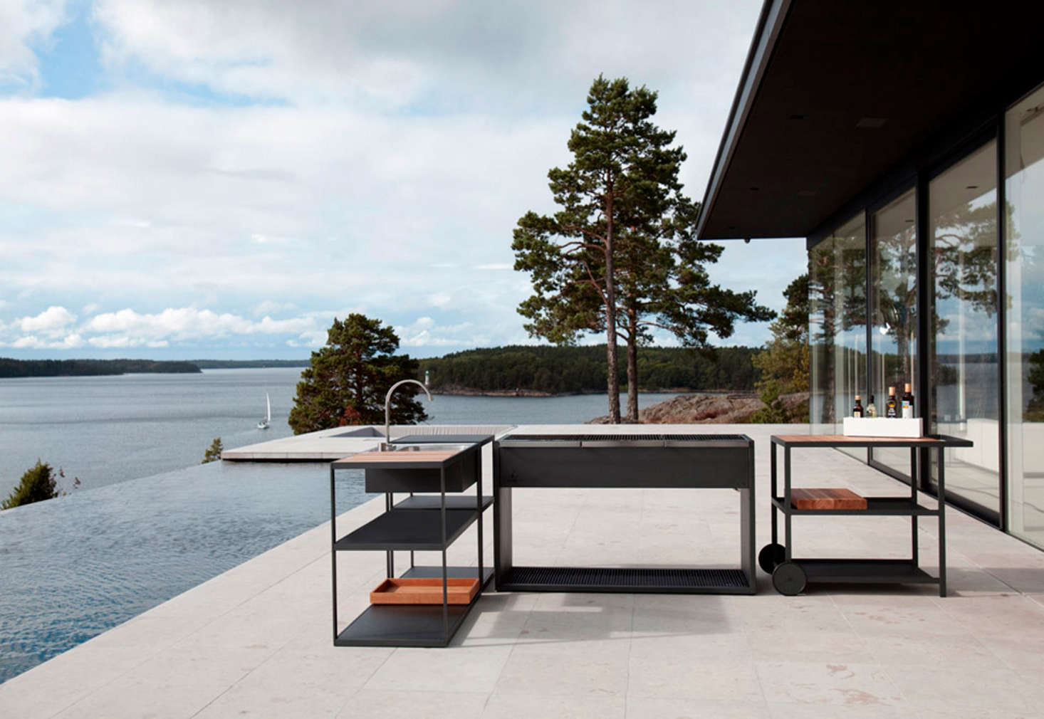 Designed by Swedish interior architects for Röshults, the Garden Outdoor Kitchen is meant to accompany one of their outdoor grills and can be situated anywhere. See Easy Pieces: Outdoor Kitchen Workstations on Gardenista for similar picks.