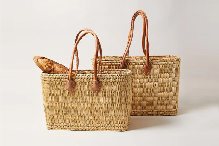 a variation on the theme: the sturdy rectangle basket tote, \$60 for the small 20