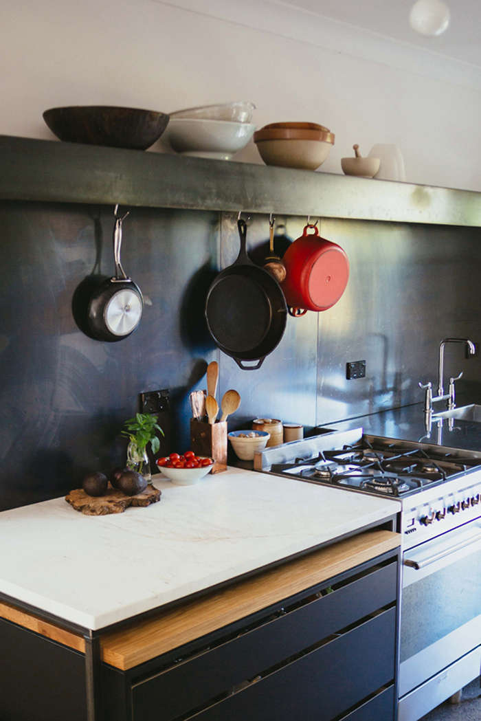 a blackened steel backsplash from kitchen of the week: blackened steel, bo 23