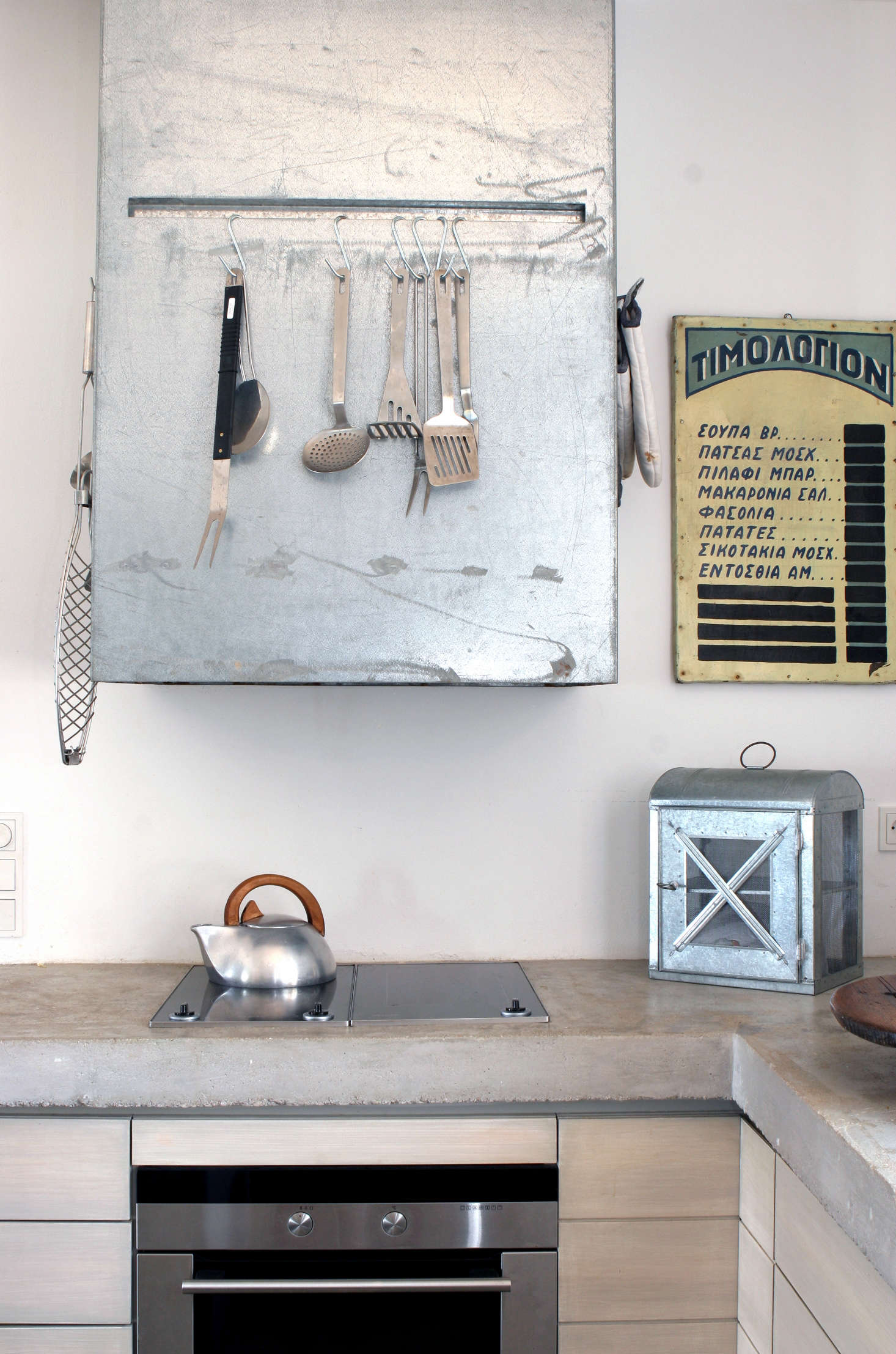The concrete counter has heft: It