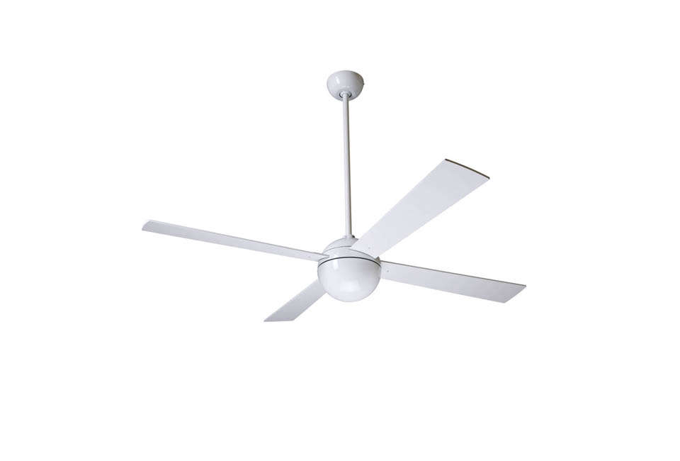 the ball ceiling fan comes in white or brushed aluminum; \$490 at ylighting. 25