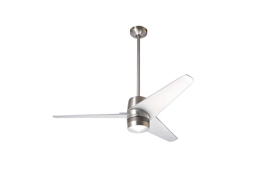 the energy star–approved velo dc ceiling fan comes in nickel (shown) and 22