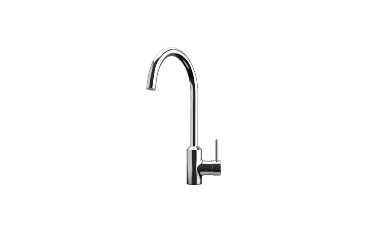 the ringskar kitchen faucet is shown in chrome plated brass. also availabl 24