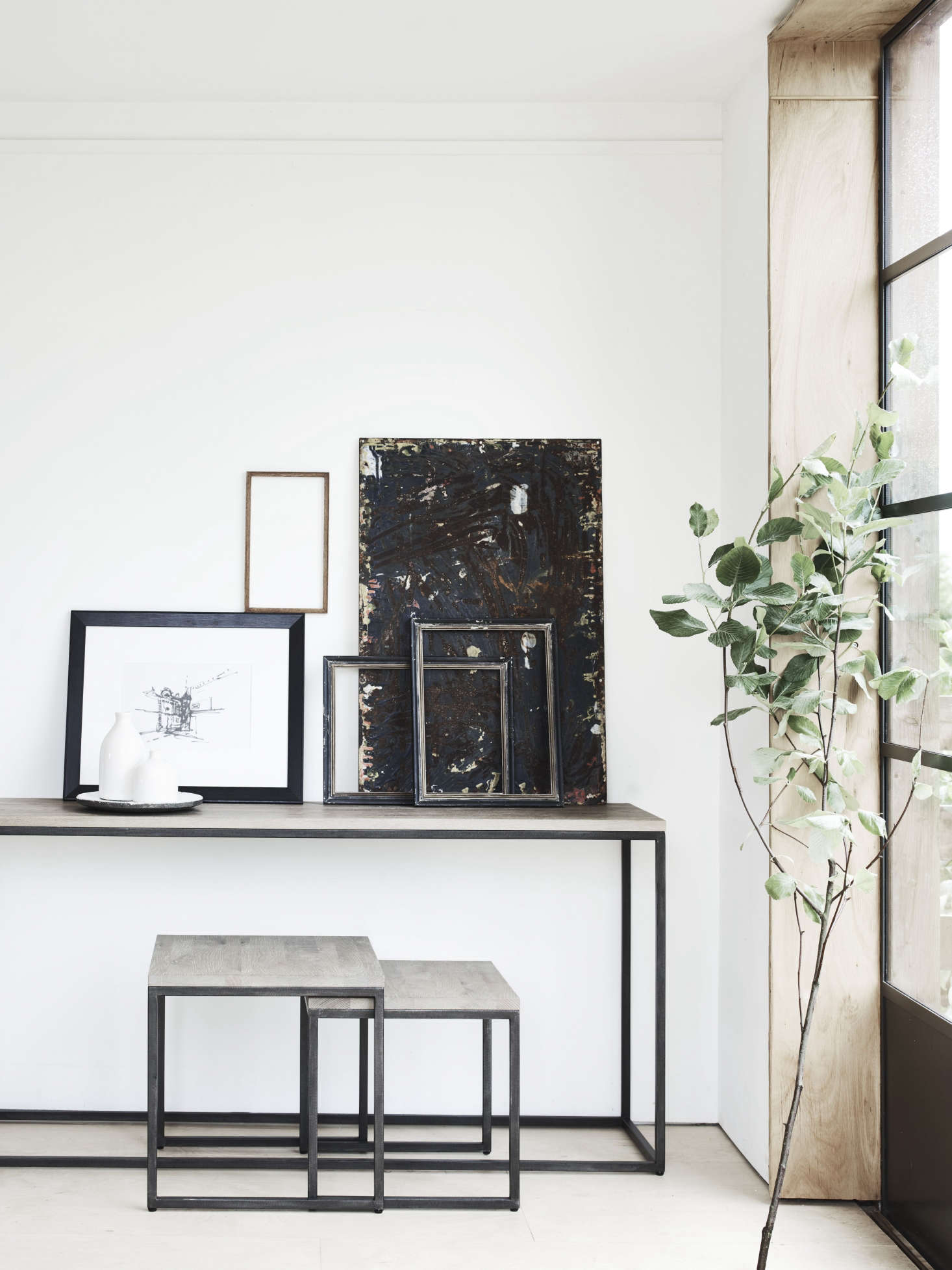 The designers have achieved this with their new, box-frame range of tables, the Carter range. This is Neptune’s first foray into the industrial design aesthetic. The tables are crafted from aged, solid oak and a slim, powder-coated steel frame. A slim console costs £390 ($507), a squat coffee table £590 ($767), and a simple side table £4 ($533), but there’s nothing stopping you re-creating the look with any similar box-frame design. Ikea, Maisons du Monde, and West Elm all stock similar designs.