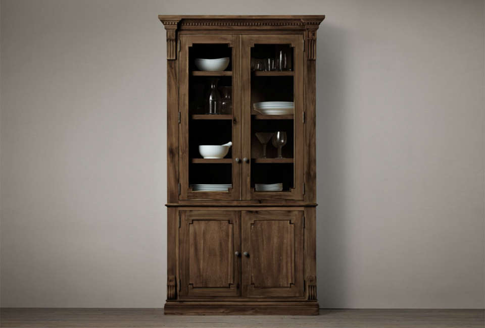 restoration hardware st. james glass hutch 19