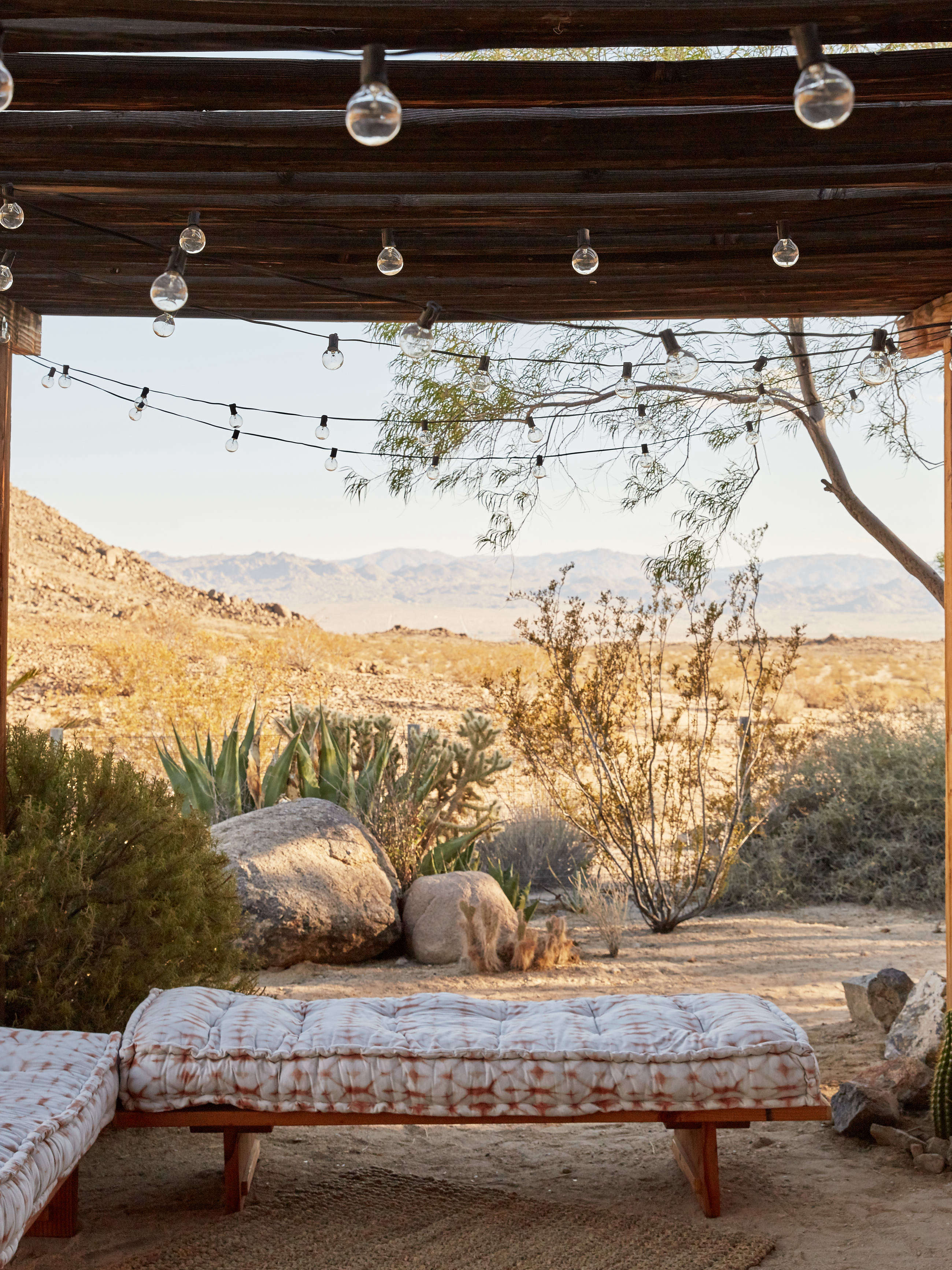 outdoor daybed at the joshua tree casita, airbnb, kate sears photo 19