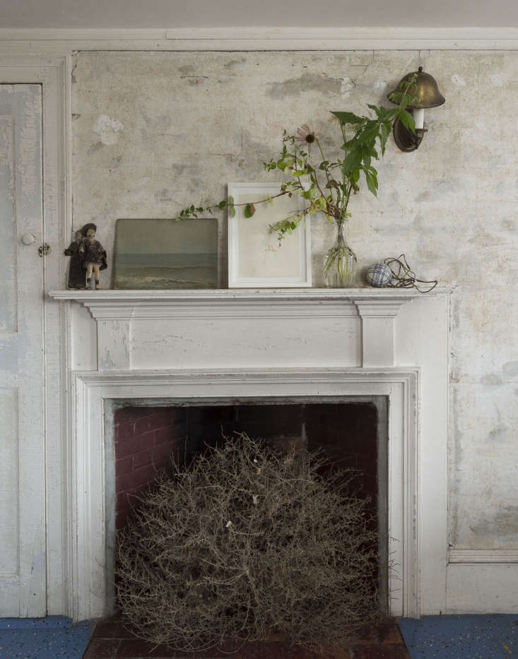 a whimsical vignette by john derian: large tumbleweed in an (unused) fireplace. 17