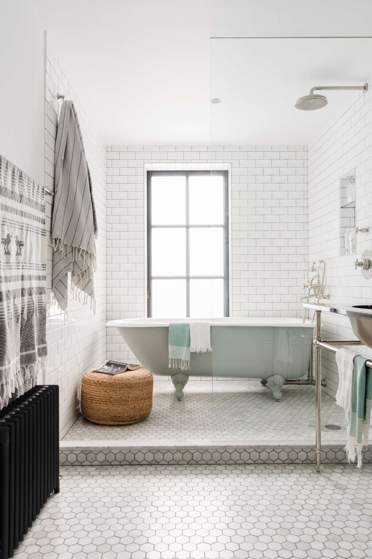 Tiled walls and ceilings in An Unfussy Brooklyn Townhouse Remodel from Architect Elizabeth Roberts; photograph by Dustin Aksland, courtesy of Elizabeth Roberts.
