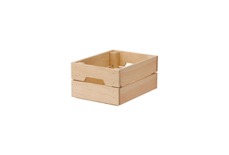 the ikea knagglig wood box crate starts at \$9.99 at ikea. for more ideas, see  28