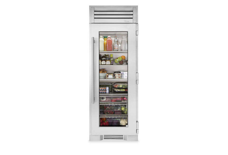 the narrower true residential 30 inch stainless glass column refrigerator is av 22