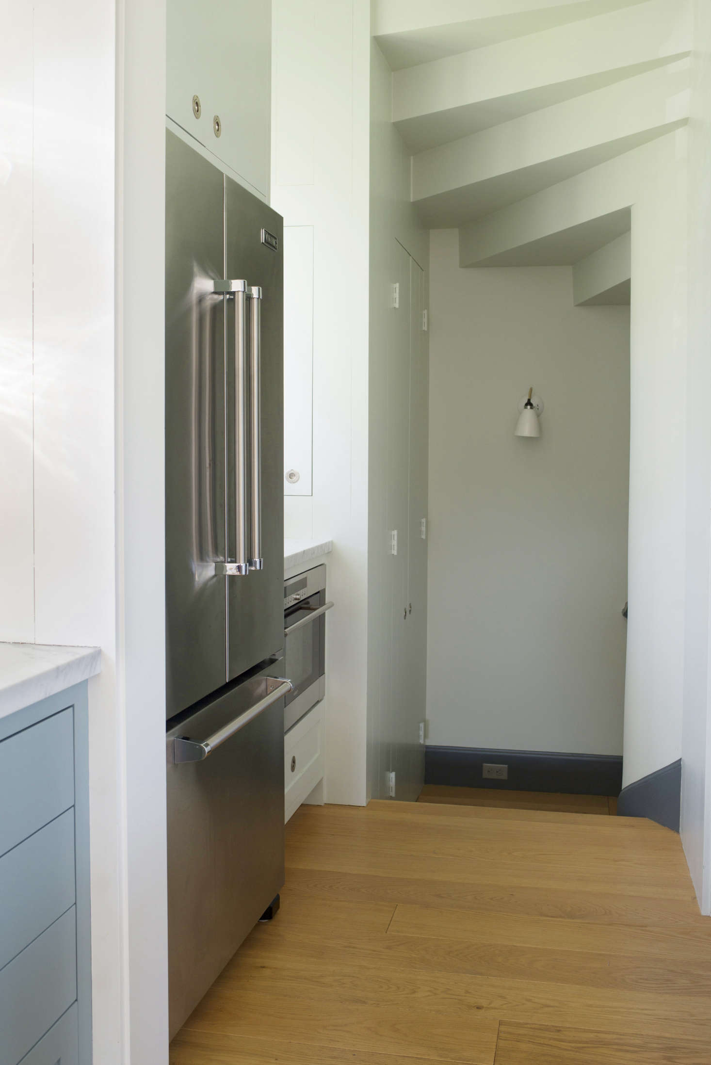 A Viking French Door Refrigerator, with plenty of space for swinging doors: See Kitchen of the Week: A New-Build Kitchen in Mill Valley, CA, the Six-Month Check-Up. Photograph by Andres Gonzalez.