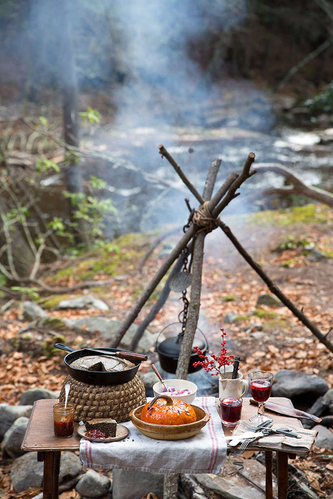  creature comforts include a folding wood table, cast iron skillet, casser 23