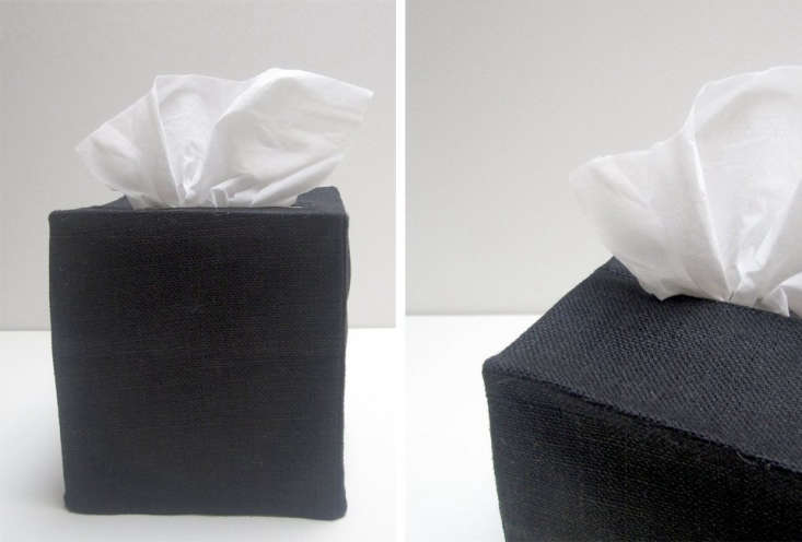 the pi’lo black linen tissue cover is available as a square (left)  27