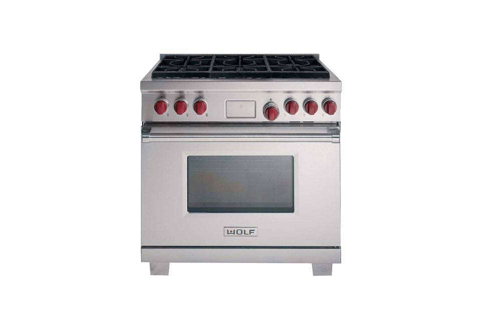 The Wolf Dual Fuel 36-Inch Range (DF366) with six burners is $9,0 (or $,0 with griddle or charbroiler option) through Wolf Dealers.