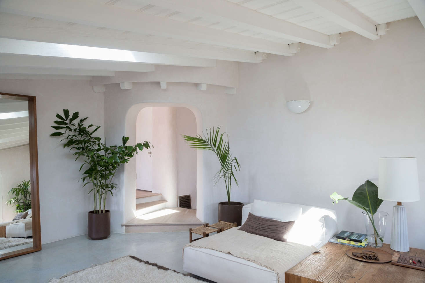 In her formerly abandoned Los Felix home, Gordana Golubovic upgraded her living room walls and ceiling with X-Kalibur plaster from National Gypsum. Tour the rest of her remodel in At Home with an LA Costume Designer, Summer Remodel Edition. Photograph by Lauren Moore.