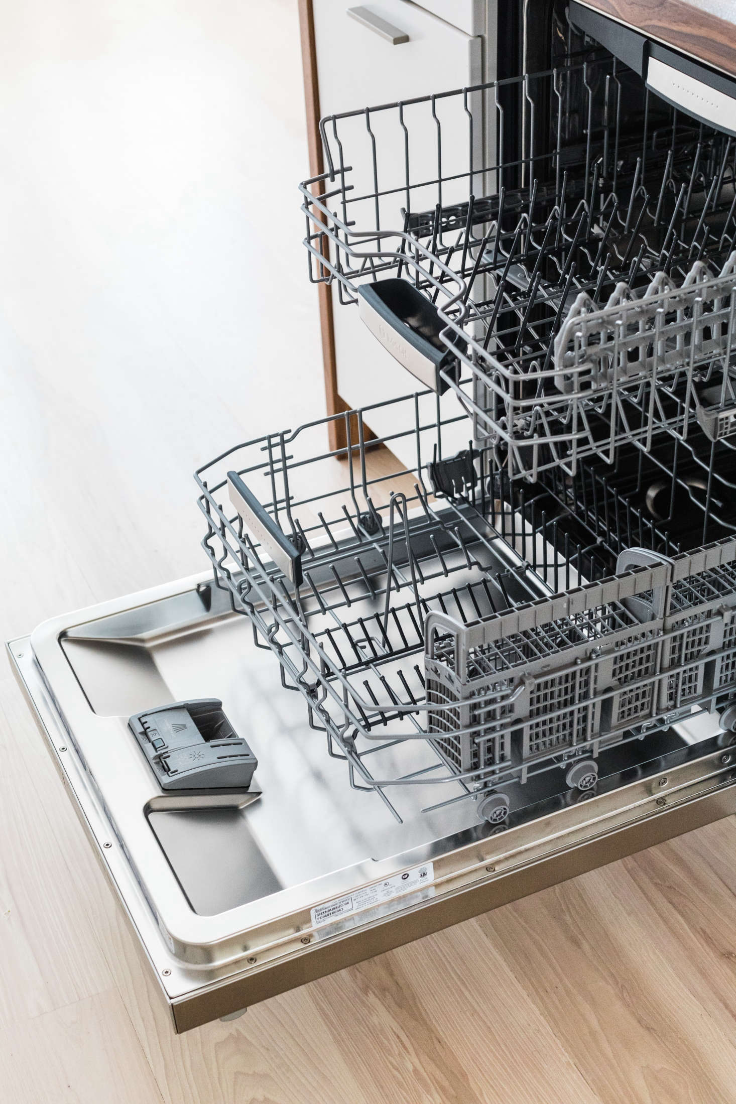 Our Bosch dishwasher is ready for the next load.
