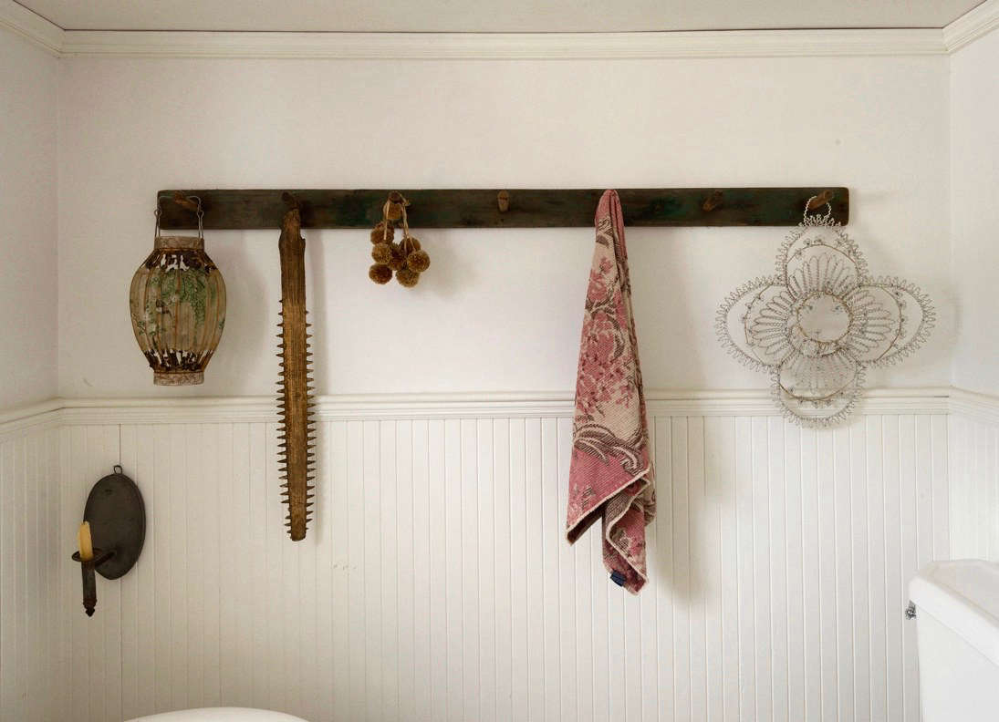 Designer John Derian adorned the walls of his Provincetown bathroom with a vintage sawfish snout, among other ephemera. See Bathroom of the Week: John Derian’s Homage to Old Cape Cod. Photograph by Matthew Williams.