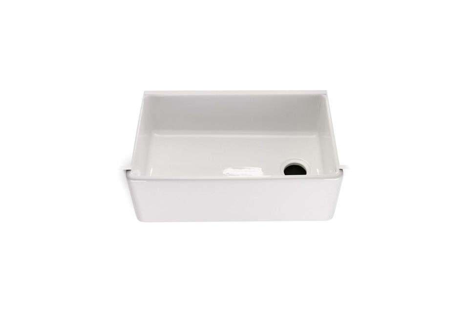 the universal fireclay farmhouse kitchen sink features a convenient offset 23