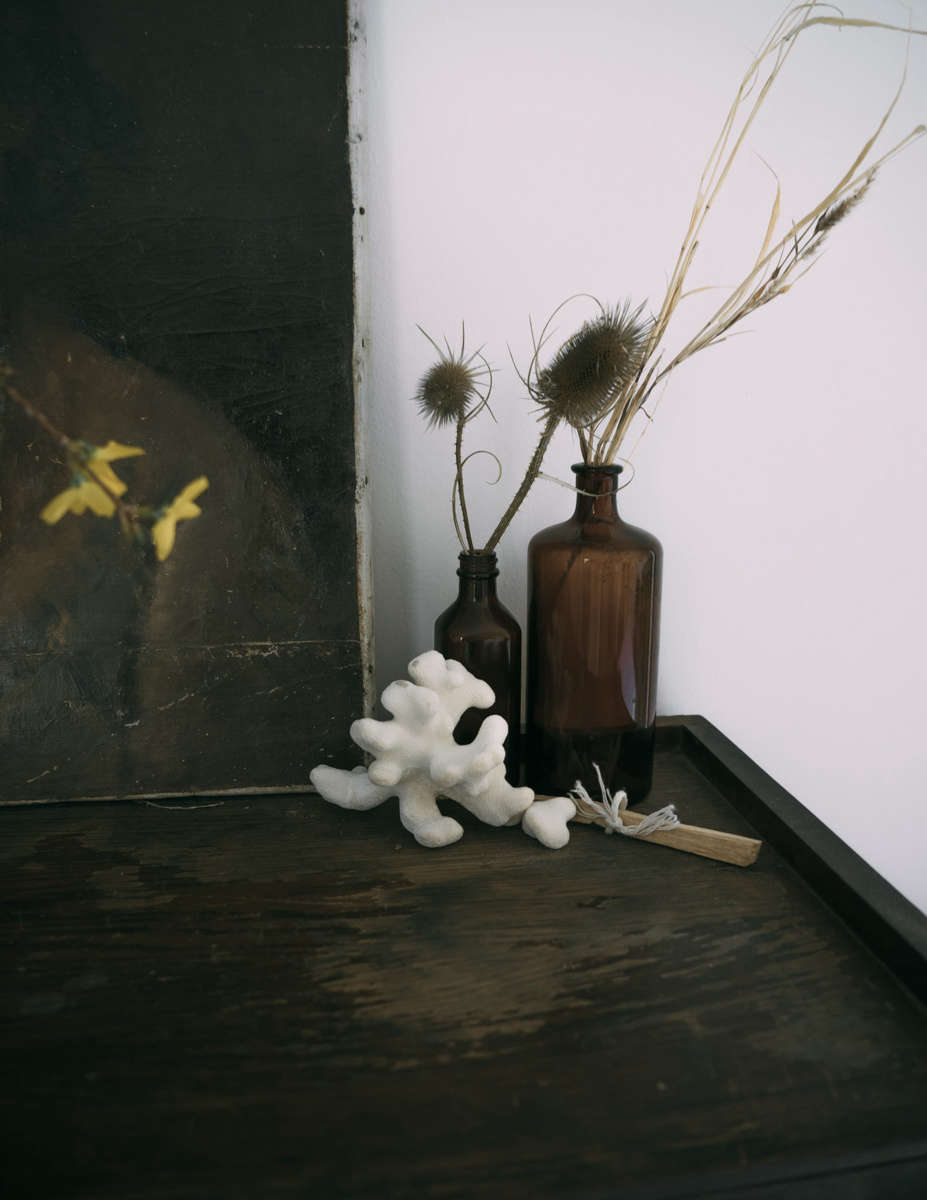 A vignette on a dresser.