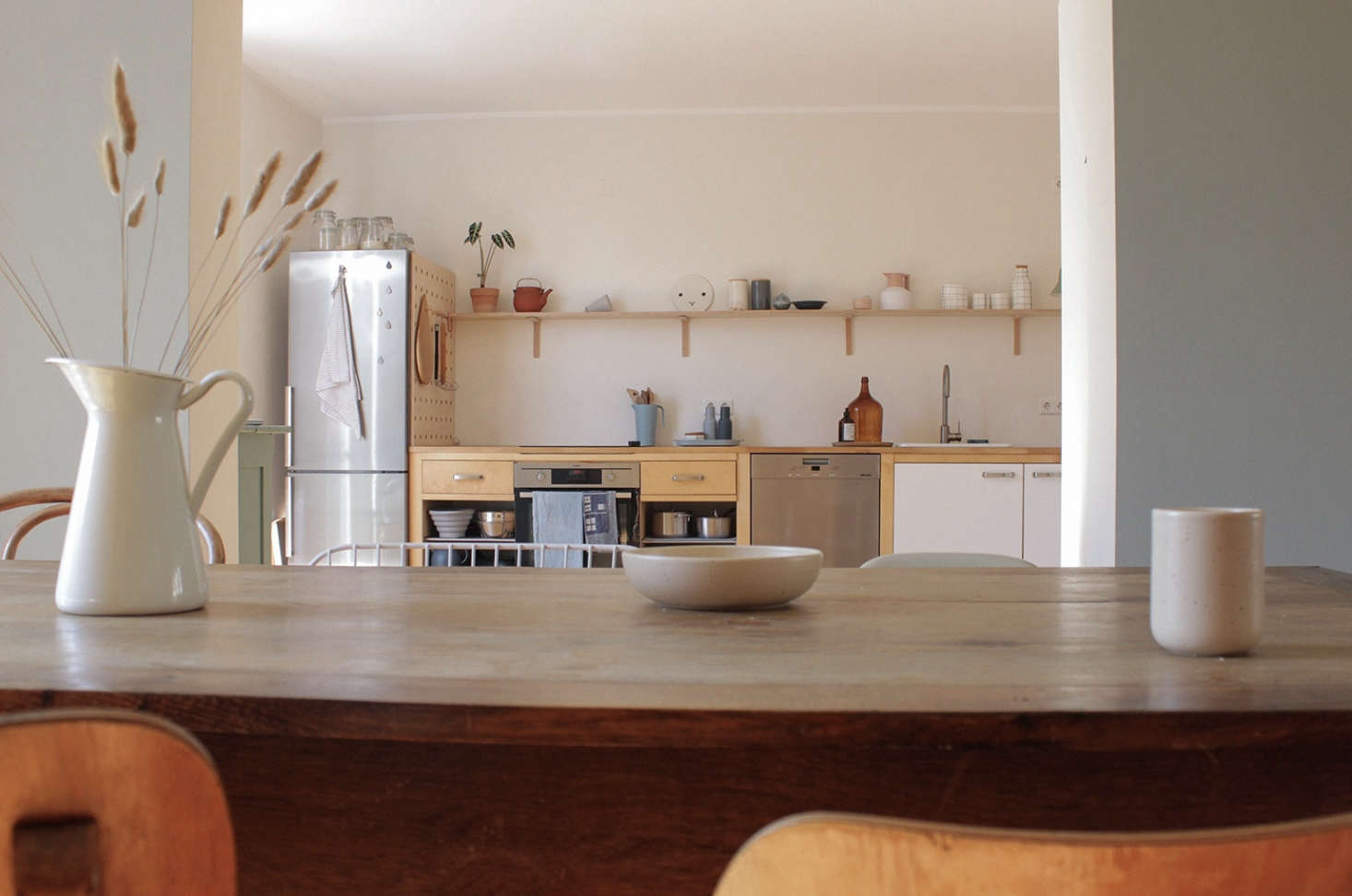 A view of the repurposed kitchen, composed of Ikea