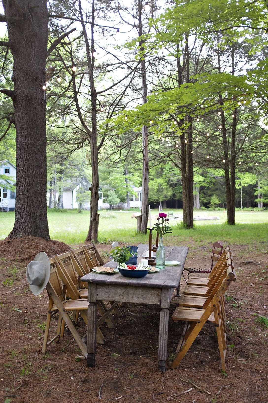 Dinner outdoors at the bungalow colony.