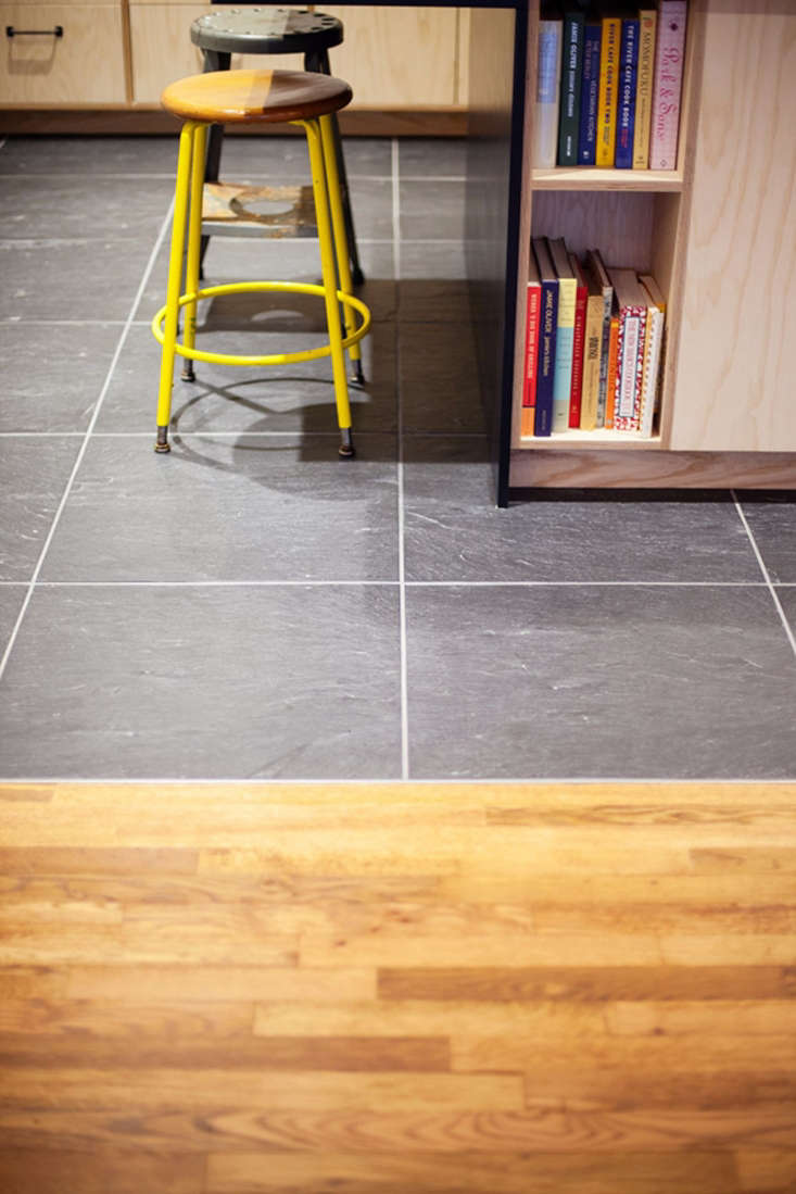 yellow plywood apartment kitchen nyc gray tile floor 5