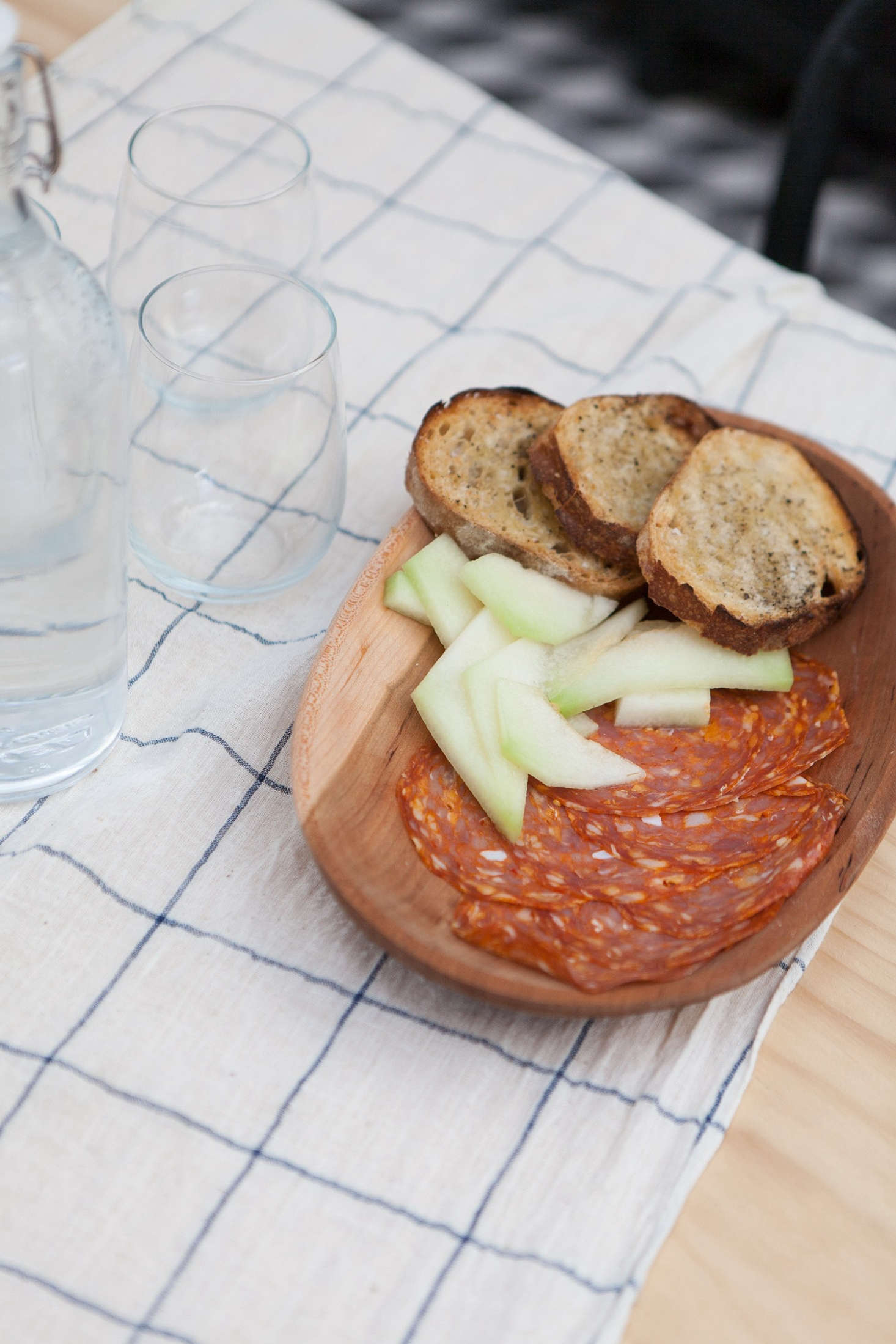 A detail of a tablescape.