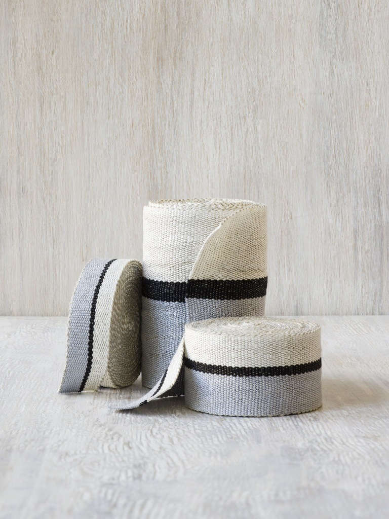 Artisanal dish towels, pillows, and linen tape woven by Stephanie Seal