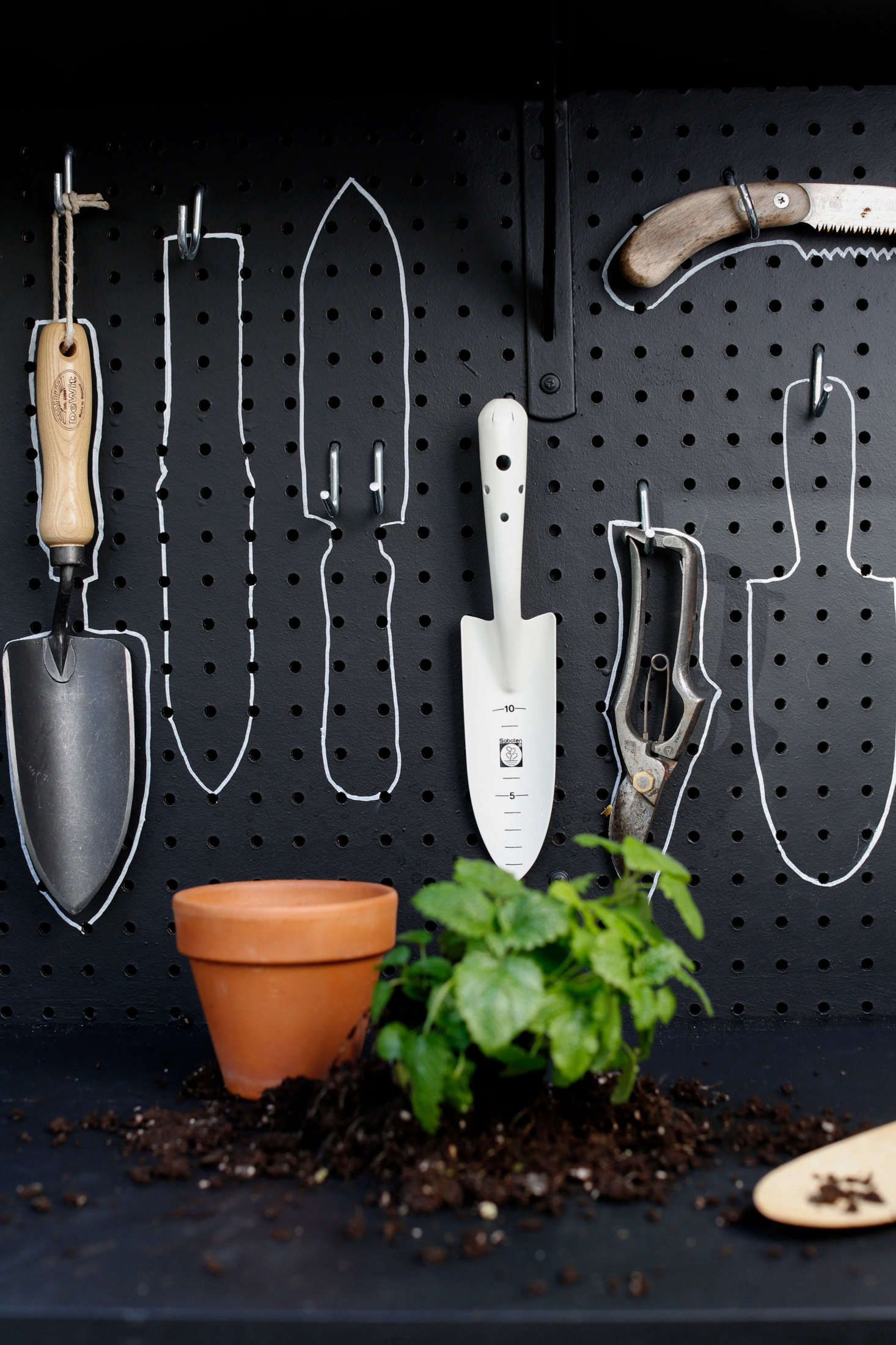 After she pots this lemon balm, Michelle will know exactly where her bamboo trowel goes.