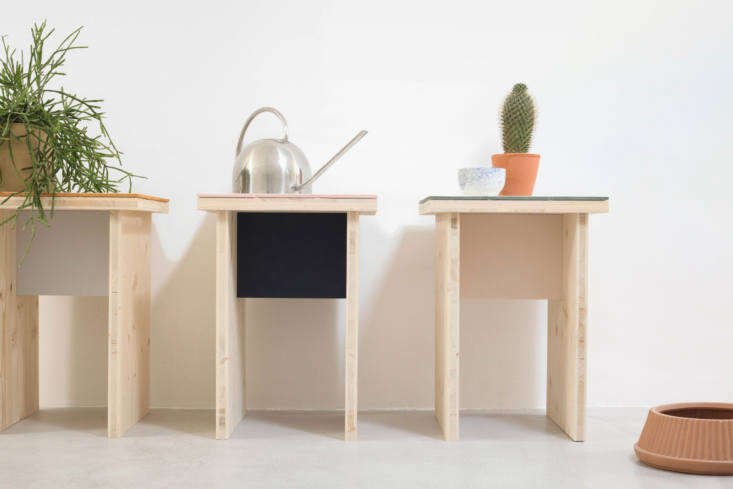 the side table has a simple plywood frame with a &#8\2\20;transom,&#8\2 14