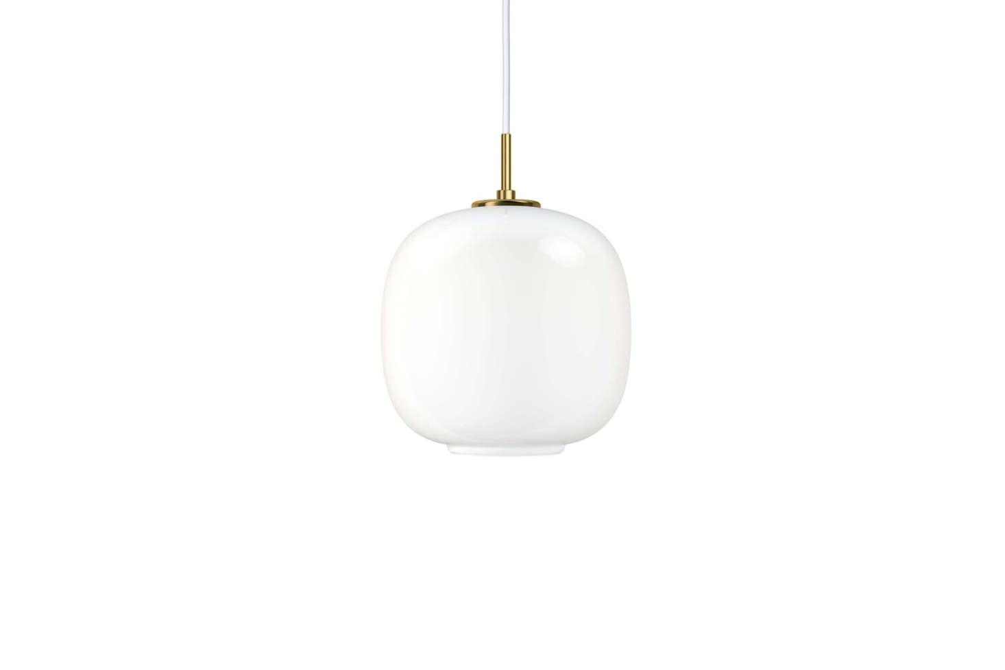 : Each Radiohus pendant is made of three layers of handblown glass, with the innermost and outermost layers made of transparent polished glass, with white glass for the middle layer. The Large VL45 Radiohus Pendant is $830 and the Small VL45 Radiohus Pendant is $6 at Y Lighting.