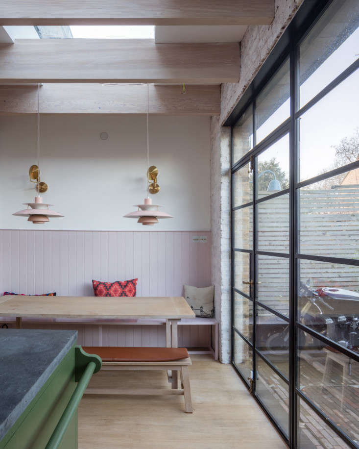 the view from the kitchen into the adjacent family friendly dining area, with a 17