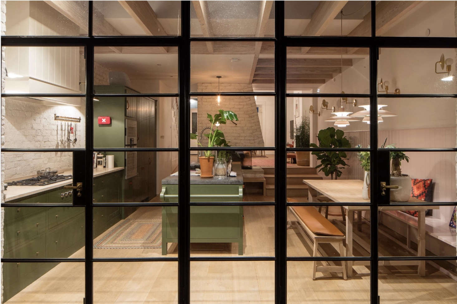 A view into the kitchen from the garden.