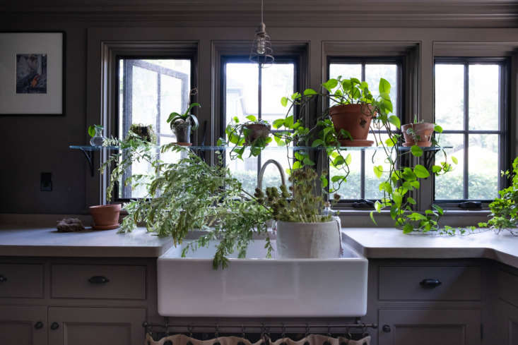 a corner room with small casement windows serves as a potting area for planting 35